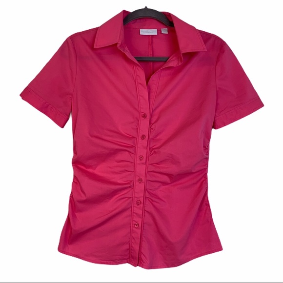 New York & Company Short Sleeve Button Down Blouse - Picture 1 of 6